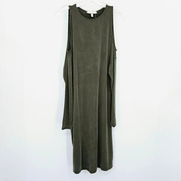 Eri + Ali Dress Annalyn Cocoon S Moss Green Cold Shoulder Long Sleeve Soft New